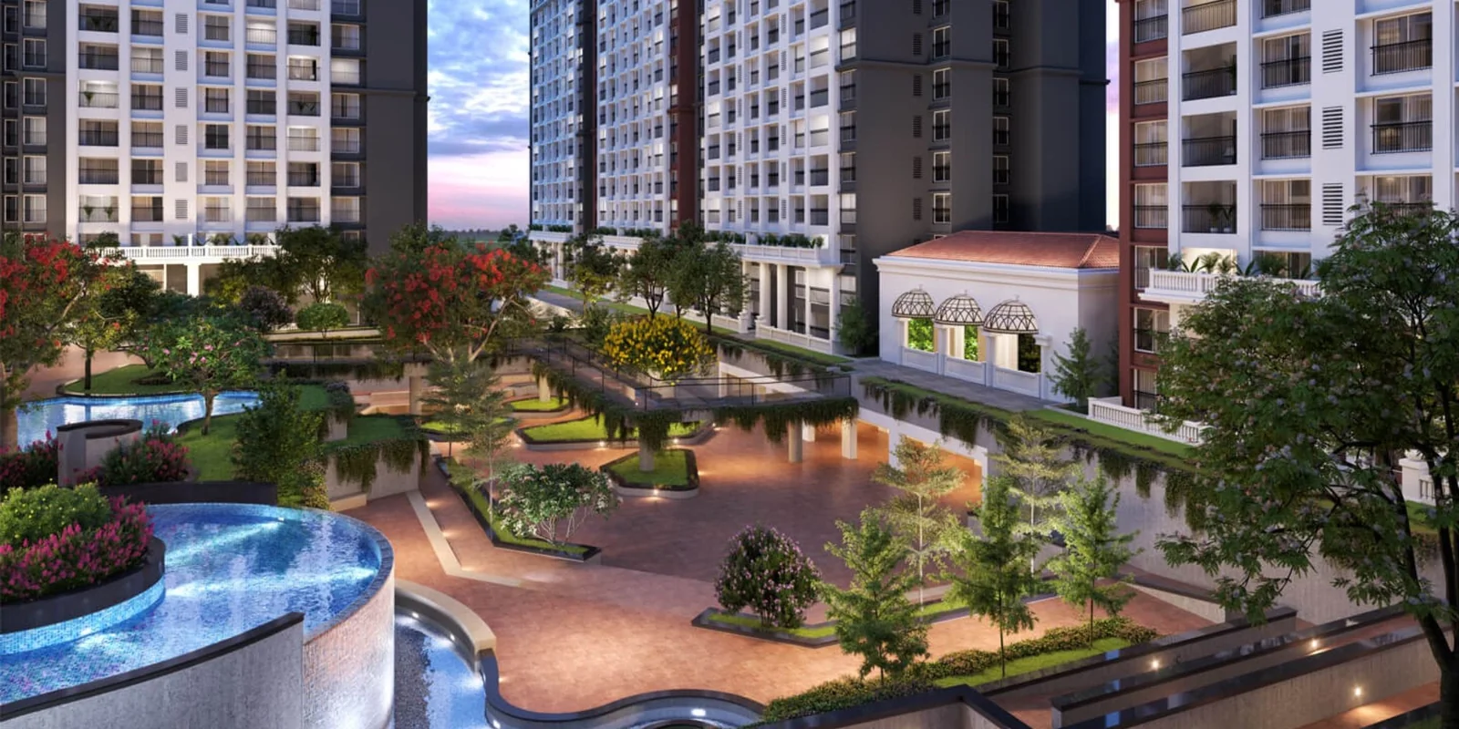 Ananta Vilasa balcony overlooking landscaped greens